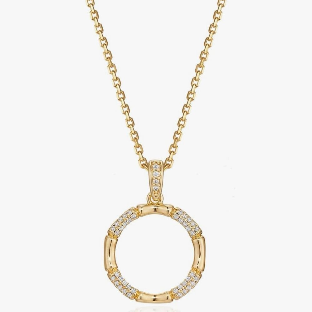 NEW 14K Gold Plated Simple Pendant Circle Necklace